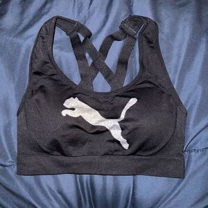 Women's PUMA Strappy Sports Bra Removable Cups Low Support Seamless size L